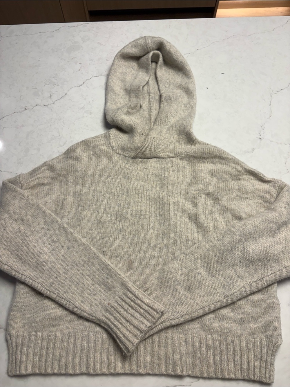 Women’s 100% Cashmere Hooded Knit Sweater - Oatmeal